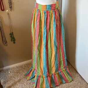 True Vintage 1970’s Homemade Colorful Gingham Maxi Skirt
